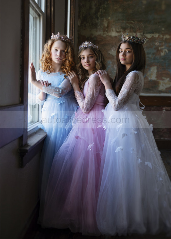 Amazing Butterflies Lace Flower Girl Dress